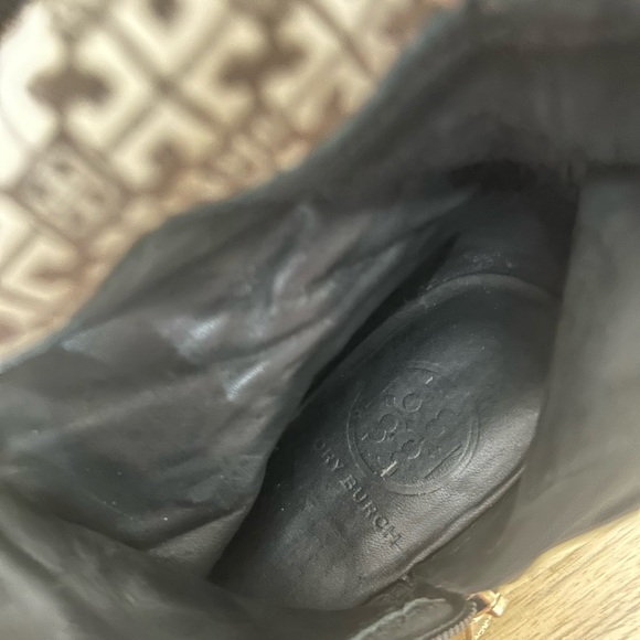 Tory Burch Black Suede below Knee Logo Boots - Picture 12 of 12